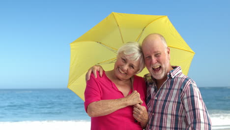 Senior-couple-holding-umbrella