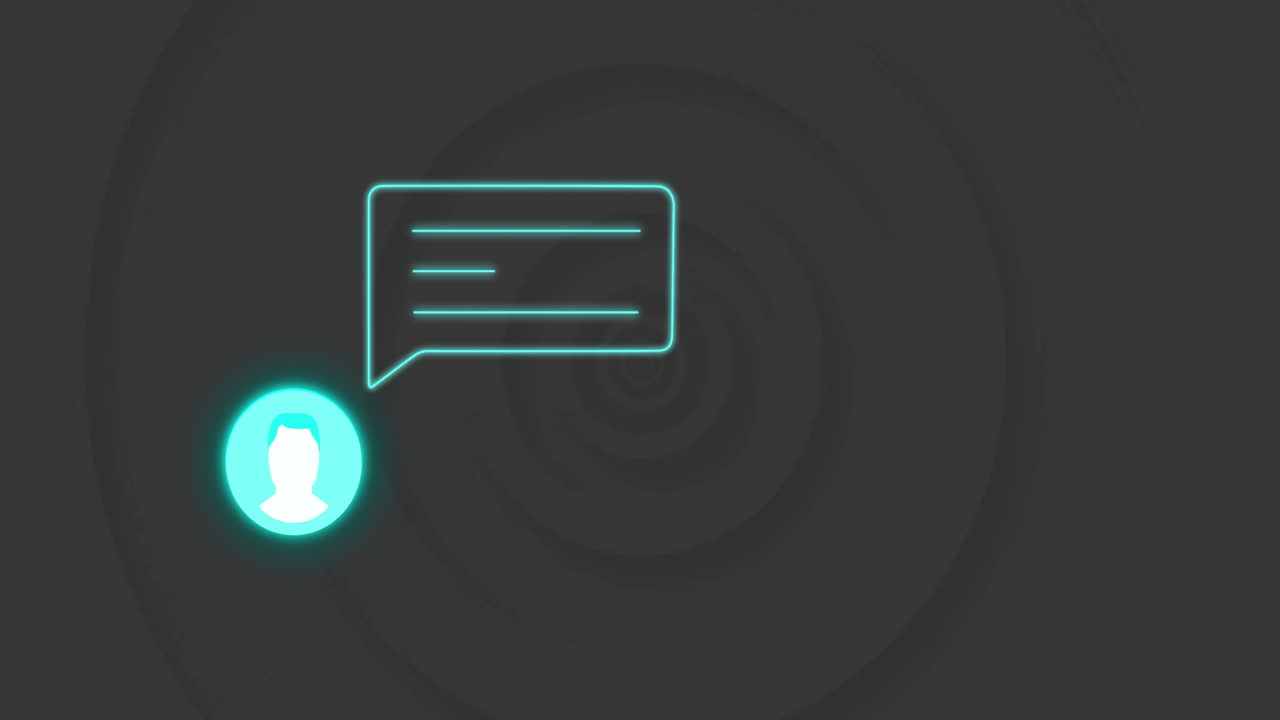 Animation of people chat icon and speech bubble over grey background
