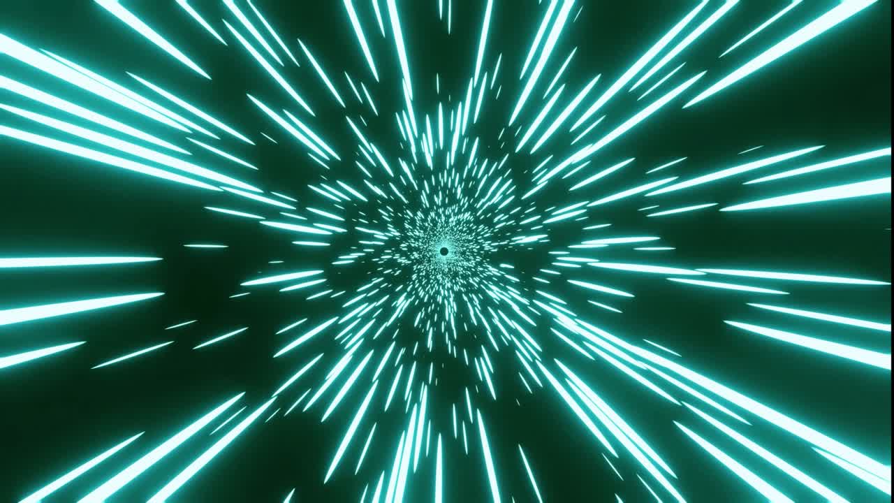 Background video material moving in the space of particles Blue and green time slip Graphic video