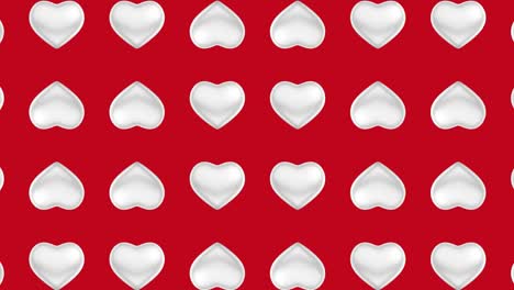 white hearts on a red background