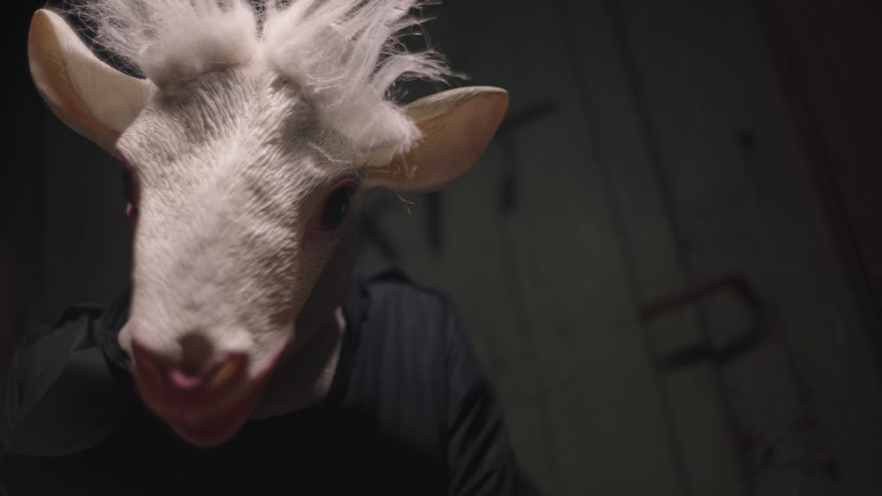 Person Wearing a Goat Mask