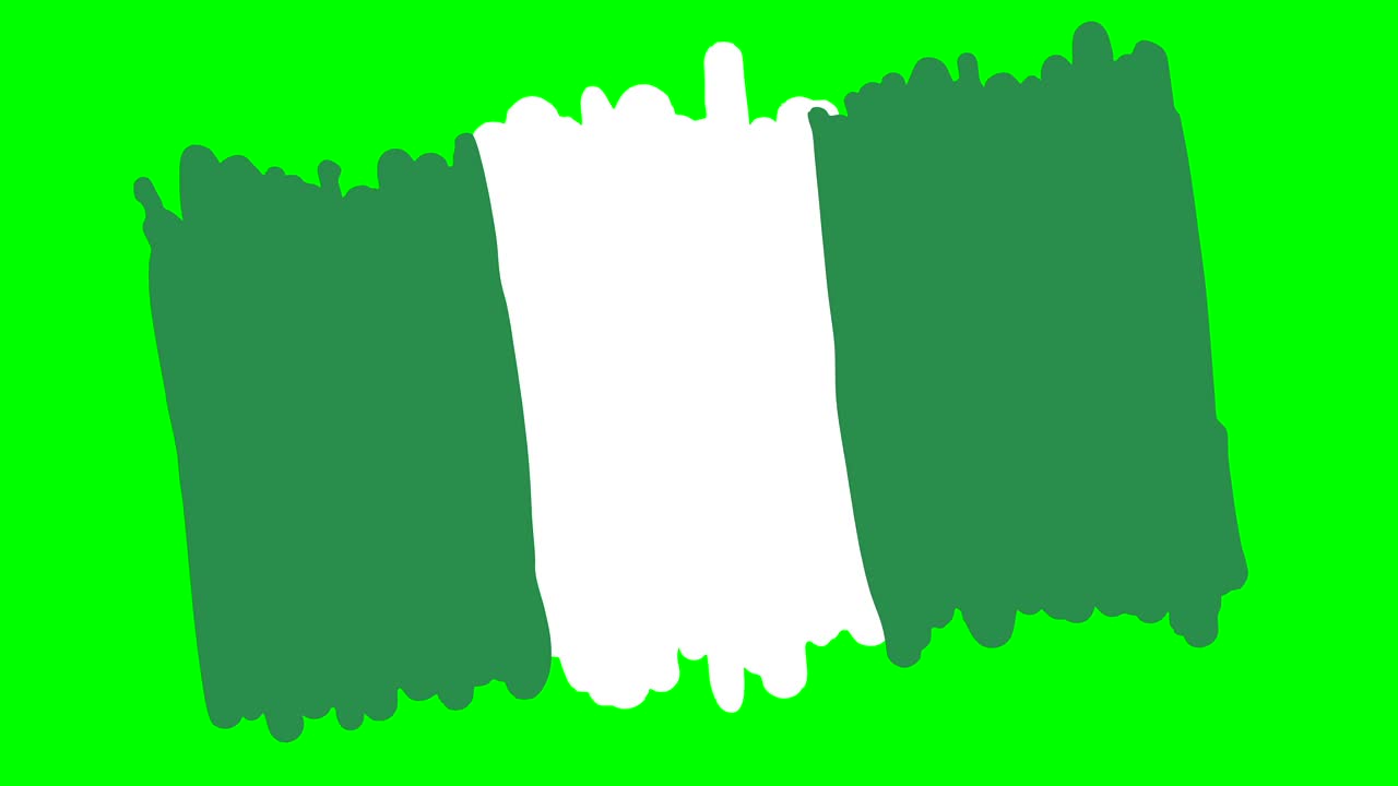 Nigeria flag drawing on green screen isolated whiteboard