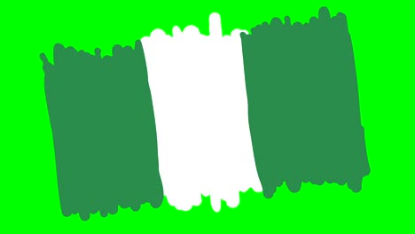 nigeria flag drawing on green screen isolated whiteboard