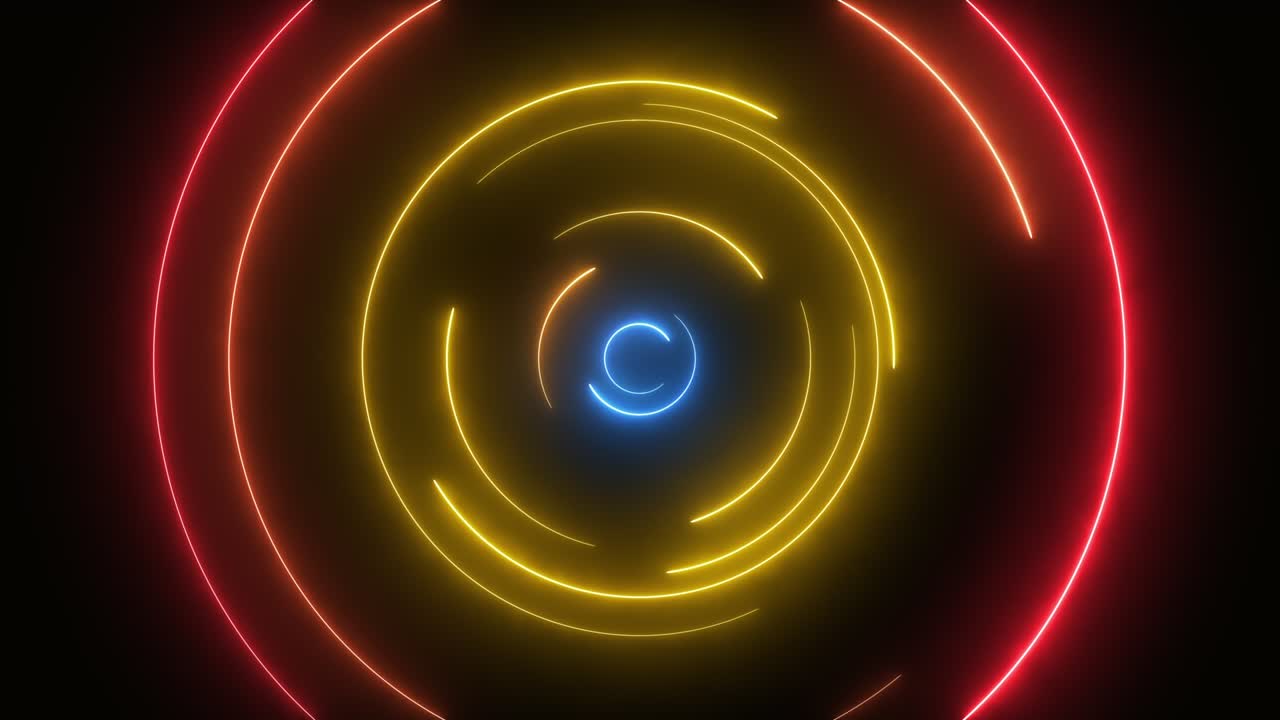 fondo multicolor de bucle de neón con trazo de luz en espiral