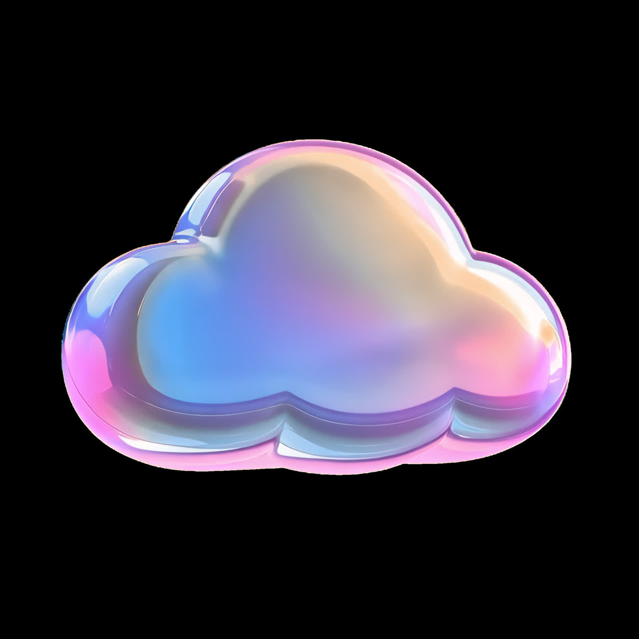 Colorful iridescent cloud illustration animation isolated asset, transparent 4K video, alpha