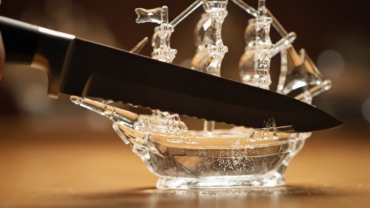 Crystal Ship Shattered by Knife