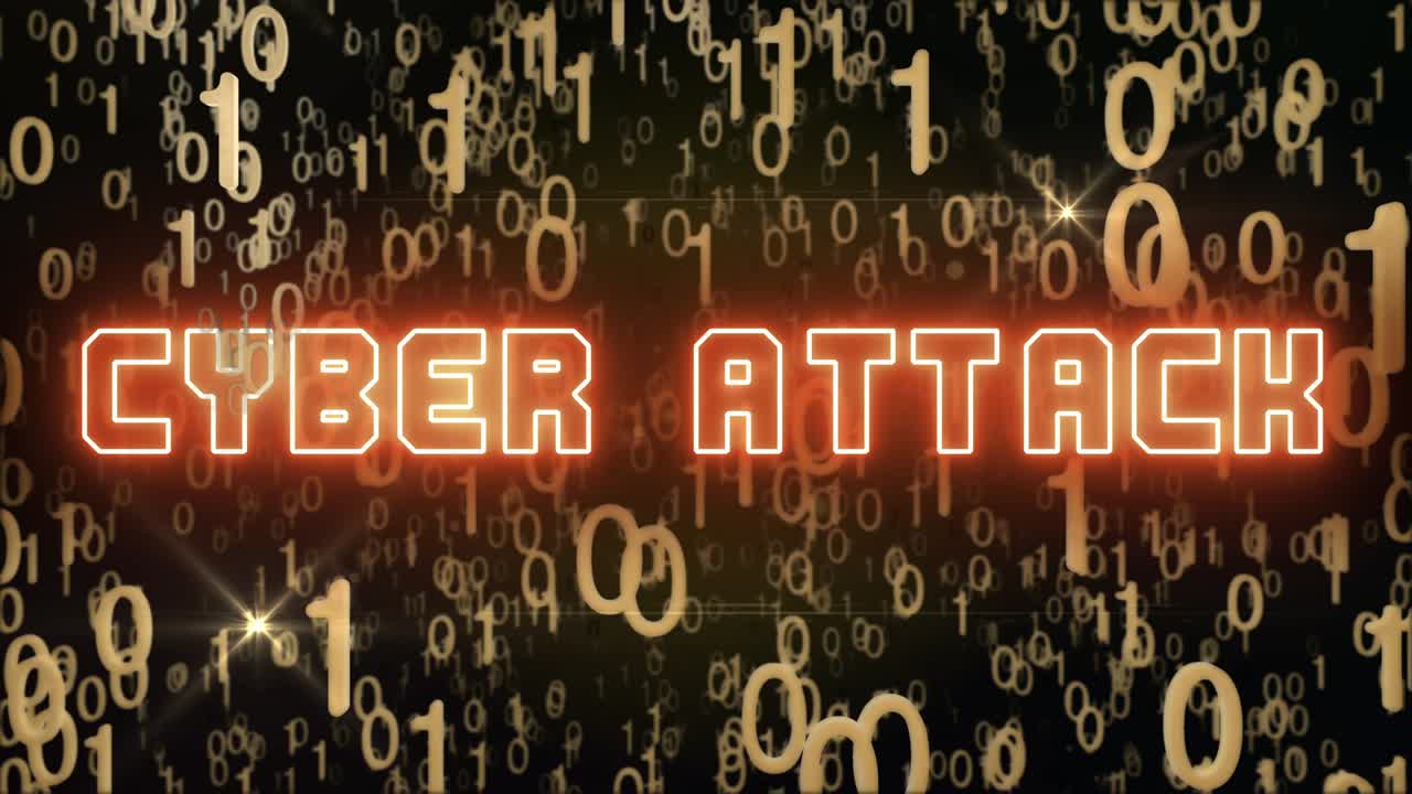 디지털 코드와 함께 황금 사이버 공격 개념