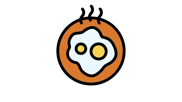 Animated Icon of Steaming Fried Eggs on a Plate
