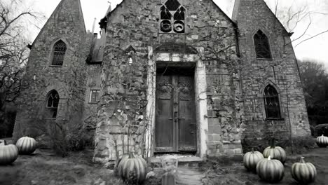 old carved wooden door of an abandoned building