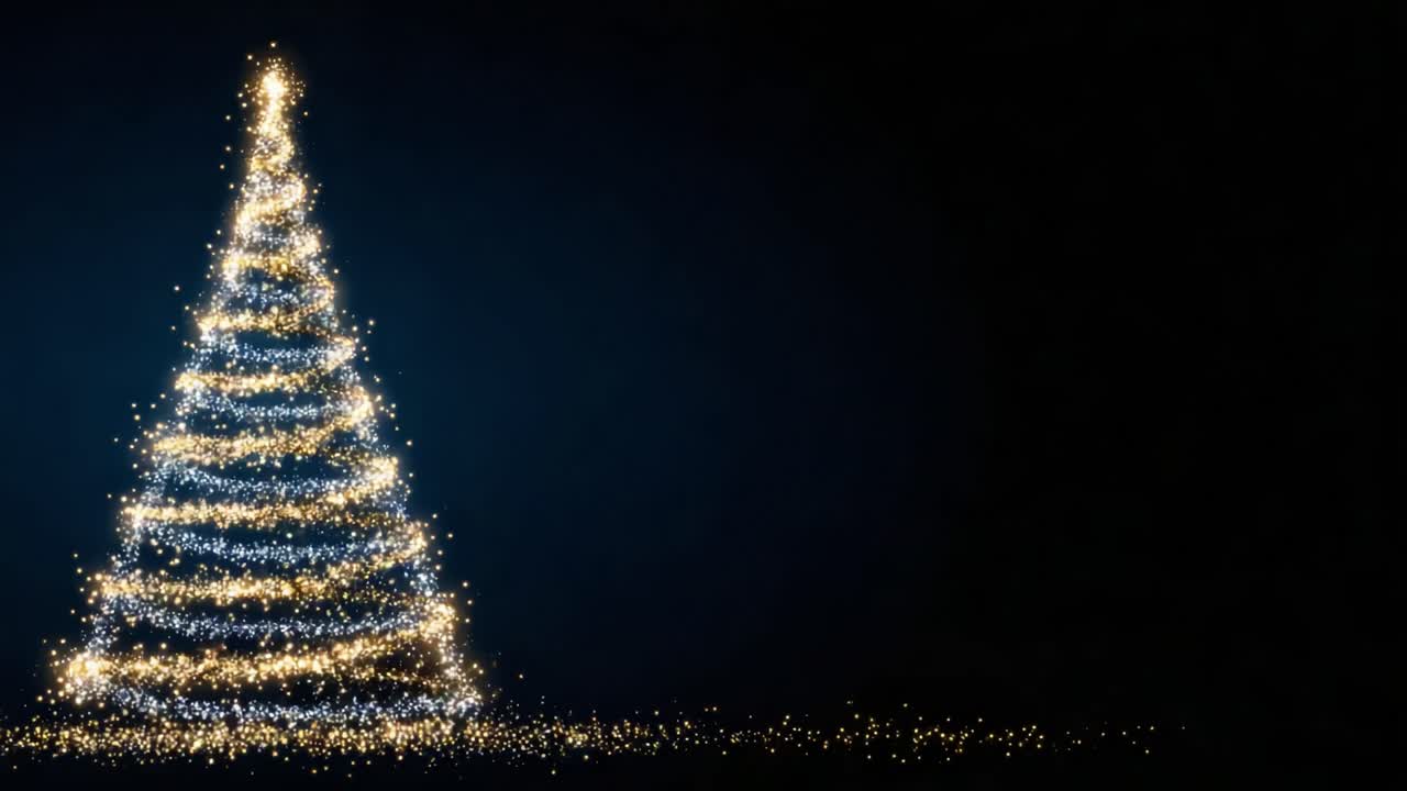 A Beautifully Illuminated Christmas Tree Sparkling against a Dark Background, Radiating Holiday Cheer and Warmth with Twinkling Lights and Glittering Ornaments