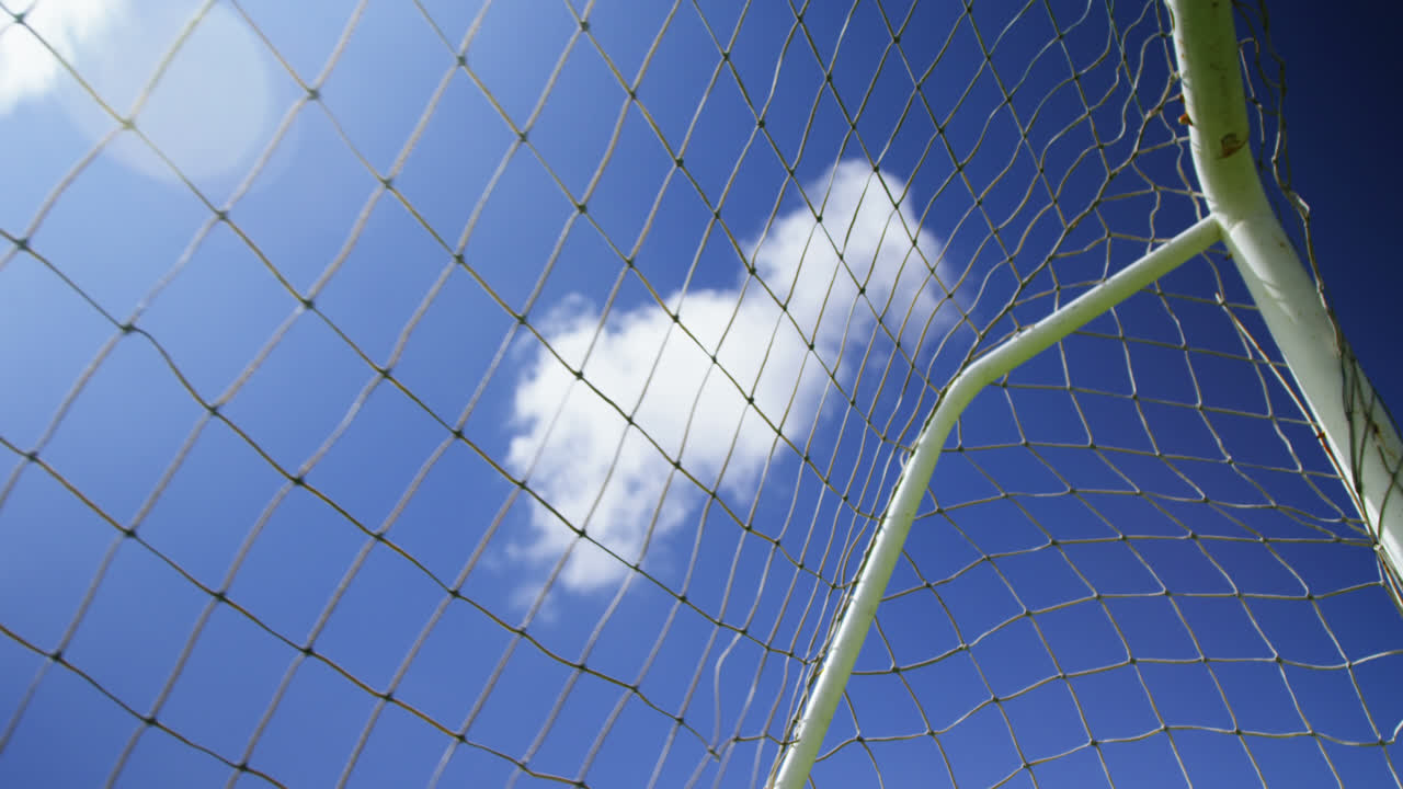 Net goal post in the field