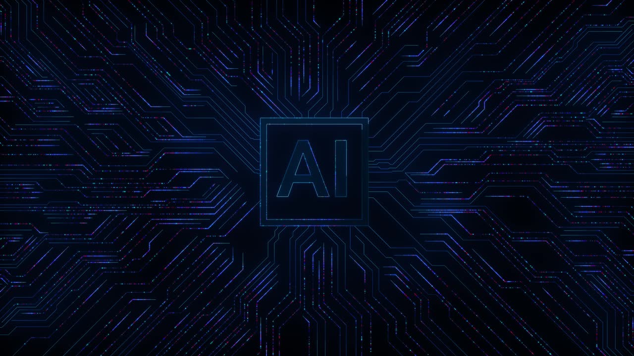 Digital ai icon circuit interface neural technology smart automation machine processing use of