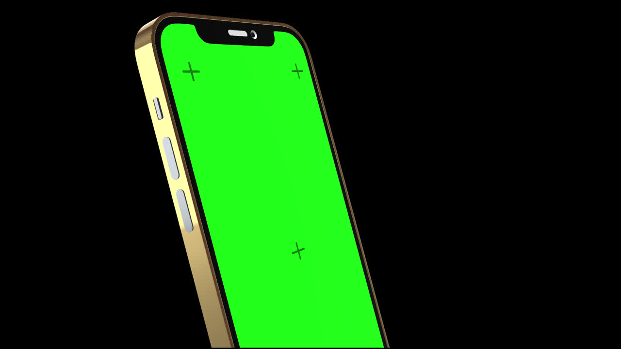 Gold Smartphone With Green Screen, Alpha Channel
