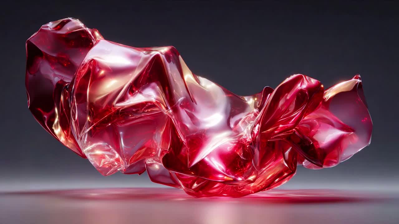 Dynamic Abstract Red Sculpture Reflecting Light and Form, Captivating Visual Art Piece Showcasing Unique Textures and Fluidity in Design, Evoking Emotion and Imagination