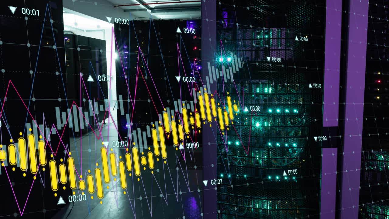 Animazione dell'elaborazione dati su server di computer
