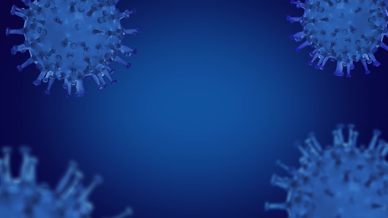 Motion corona Virus In blue Background with space for text. 4K loop video animation
