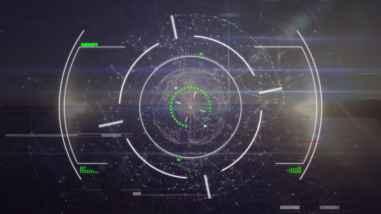 Animation of scope scanning over silhouette of diverse data scope scanning