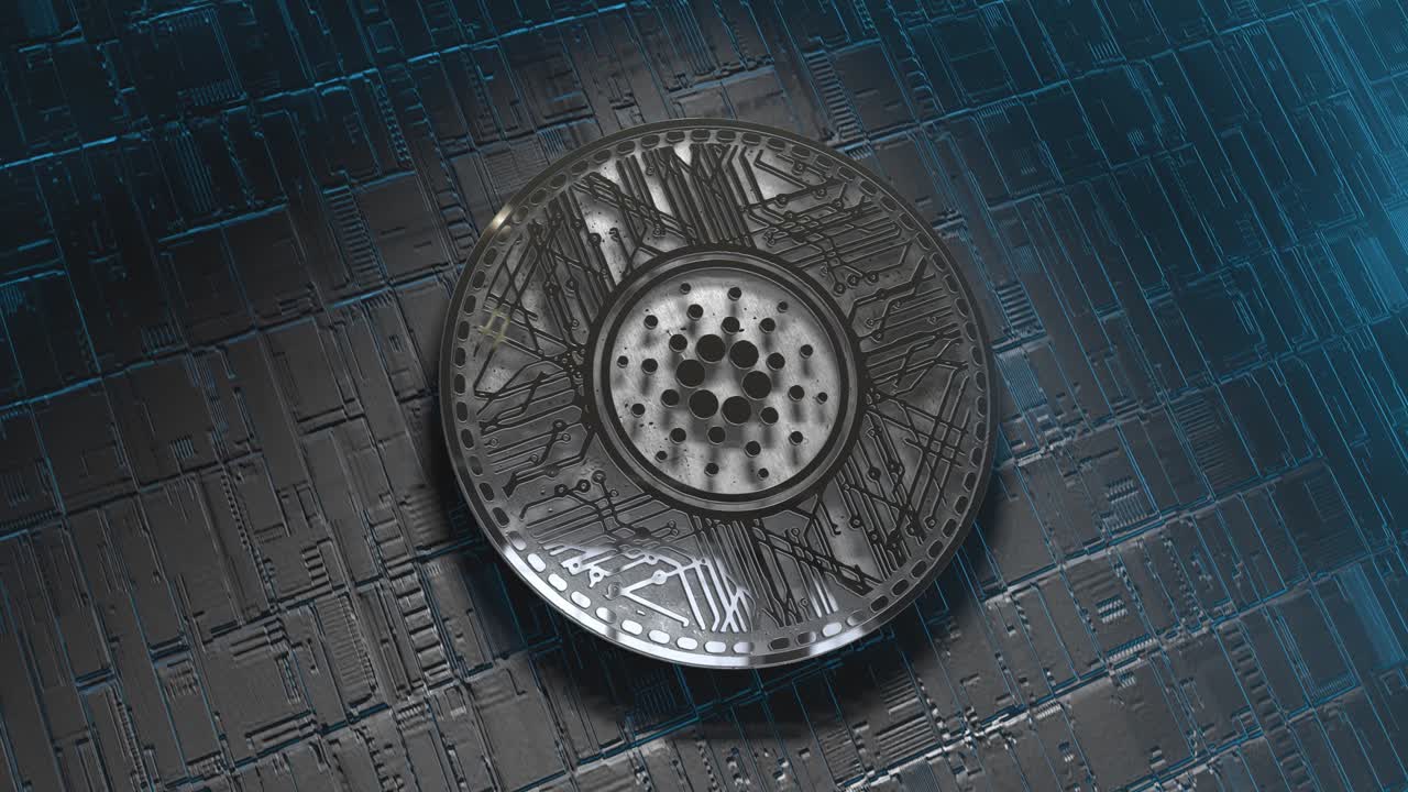 카르다노 코인 (ca) 블록체인 암호화폐 3d 렌더링