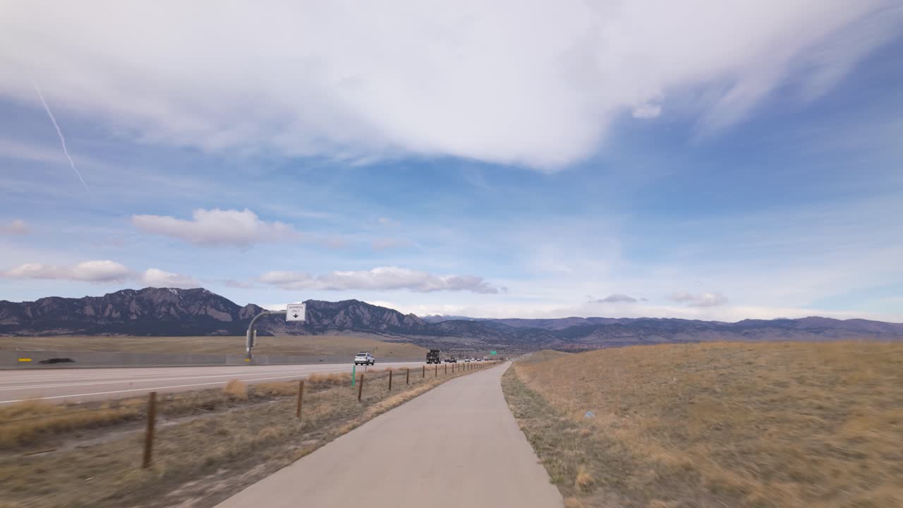 Cyclist Route Of The US 36 Bikeway In Colorado Near Denver, United States. POV