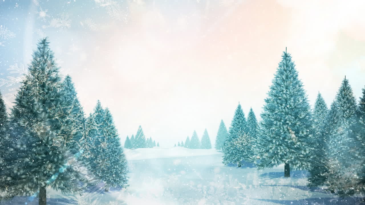 Winter scenery and falling snow