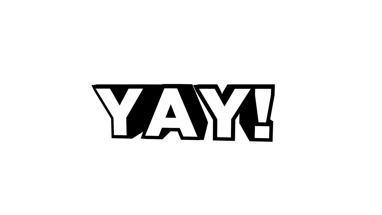 Animated 3D Text 'YAY!' Bouncing on White Background