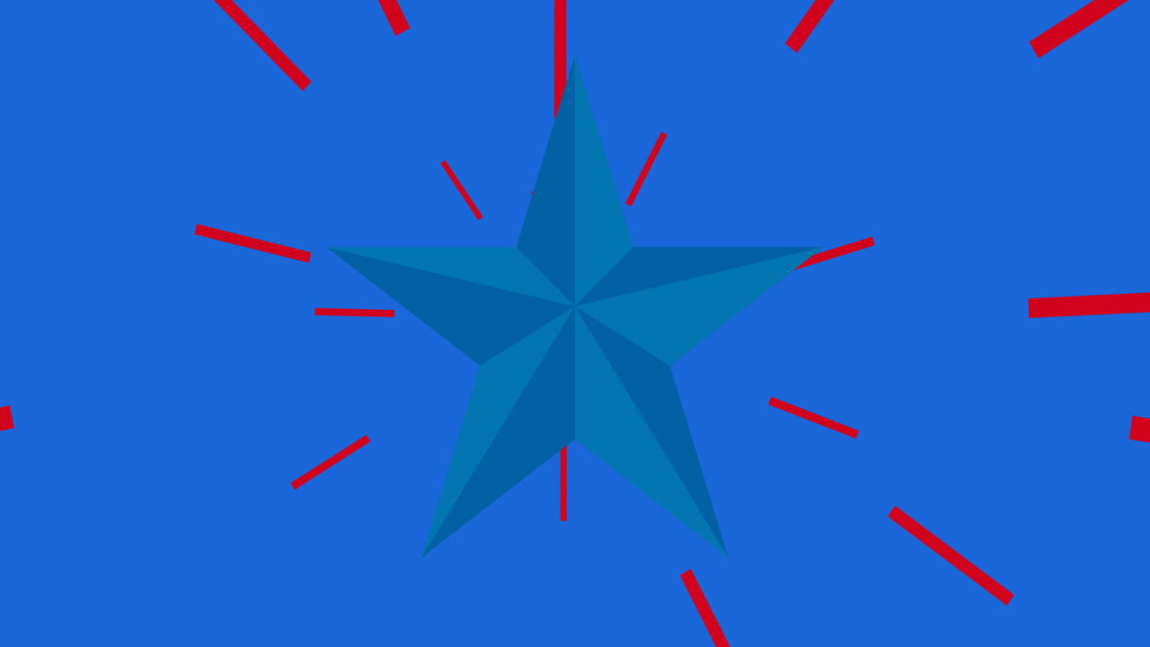 animación de los colores de la estrella roja y el azul de la bandera estadounidense