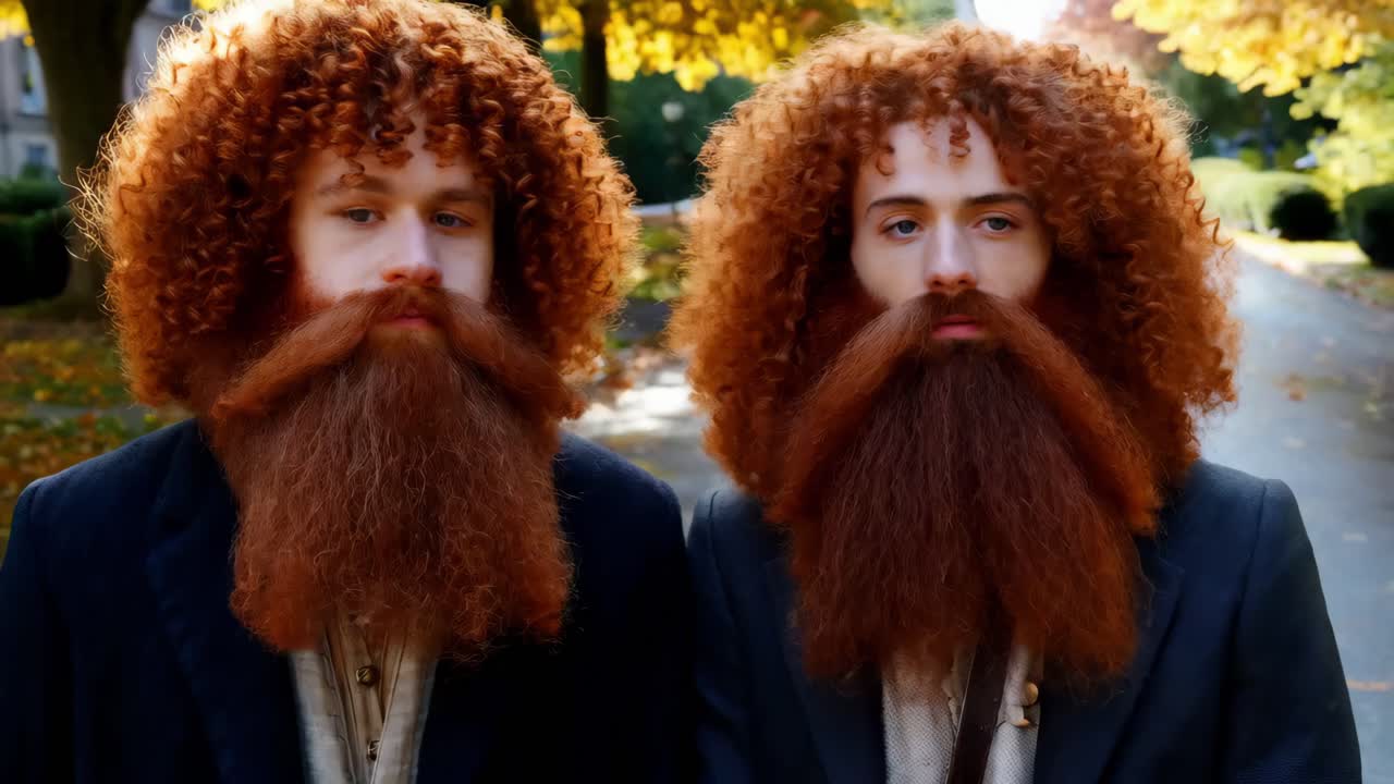 역사적 의복 을 입은 둥이 남자 들