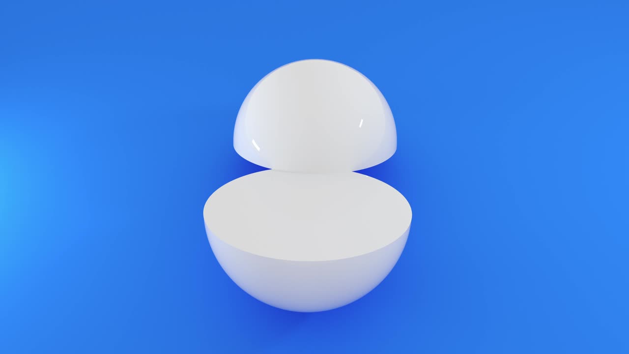 절반으로 회전하는 추상적인 3d 구. 4k 원활한 루프 애니메이션.