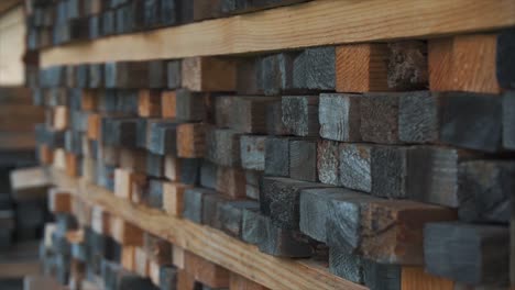 stacked wooden beams