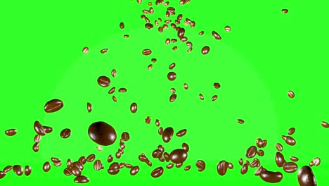 failing coffee beans with green screen