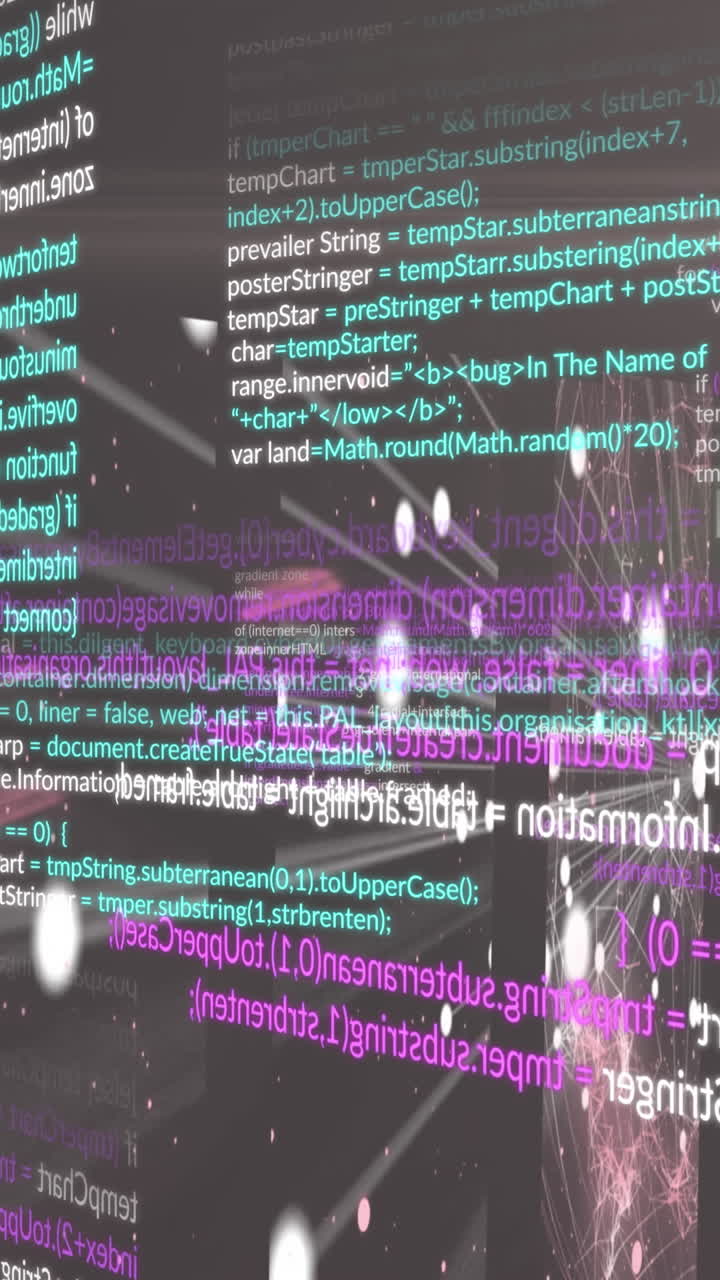 animación del procesamiento de datos sobre un fondo negro