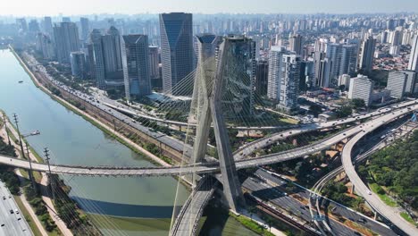 cable stayed bridge at downtown in sao paulo brazil