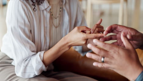 close-up of a conversation between two people