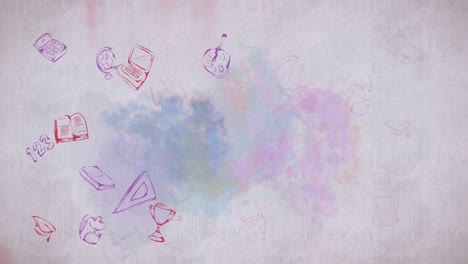 iconos del concepto de la escuela contra un fondo gris