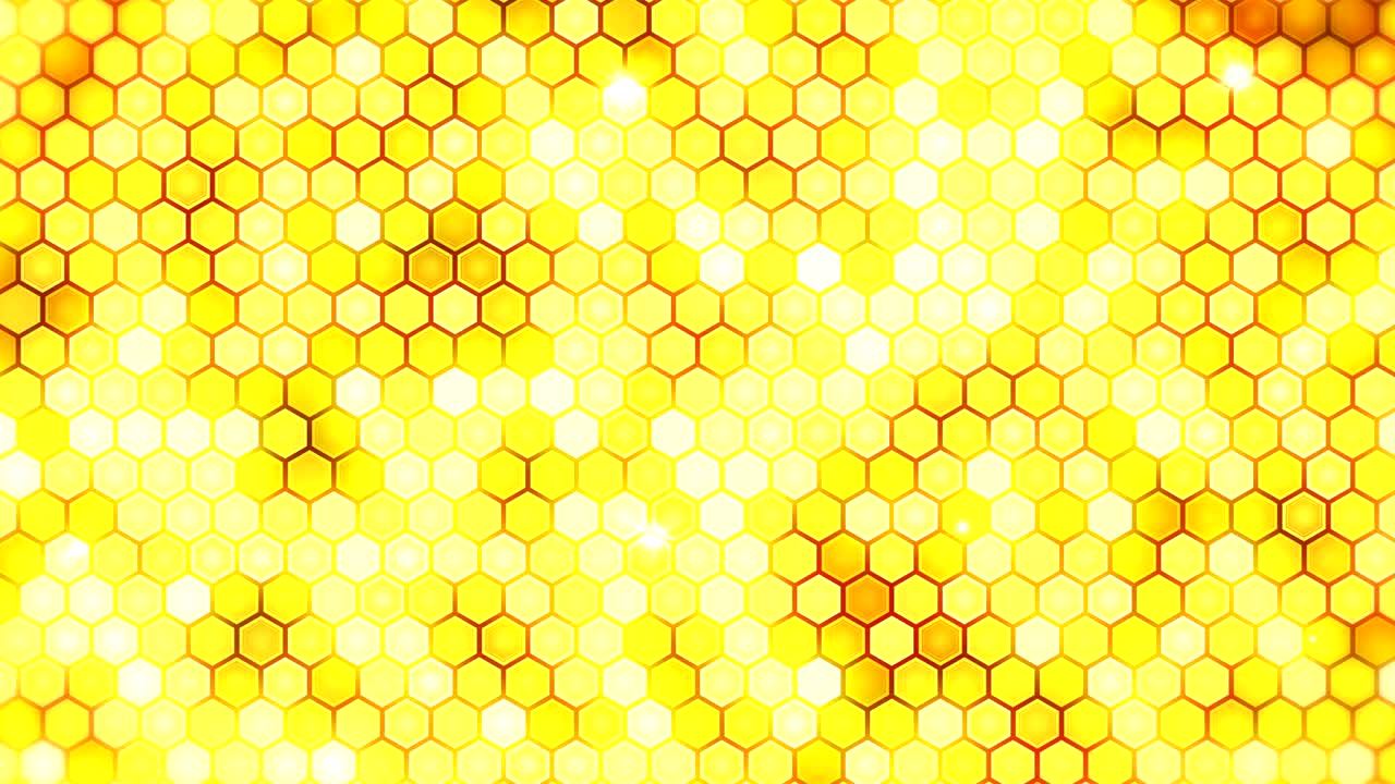 노란색 번개 벌 배경, 반이는 빛과 함께 반이는 전기 육각형, 비즈니스 기술 루프 애니메이션