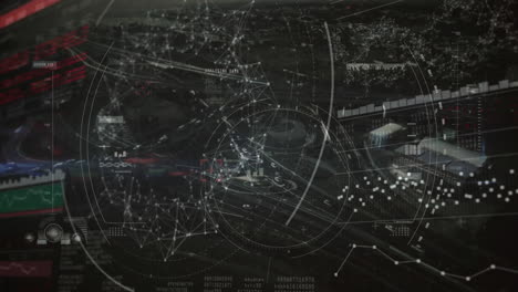 animación de escaneo de alcance y procesamiento de datos sobre el paisaje urbano