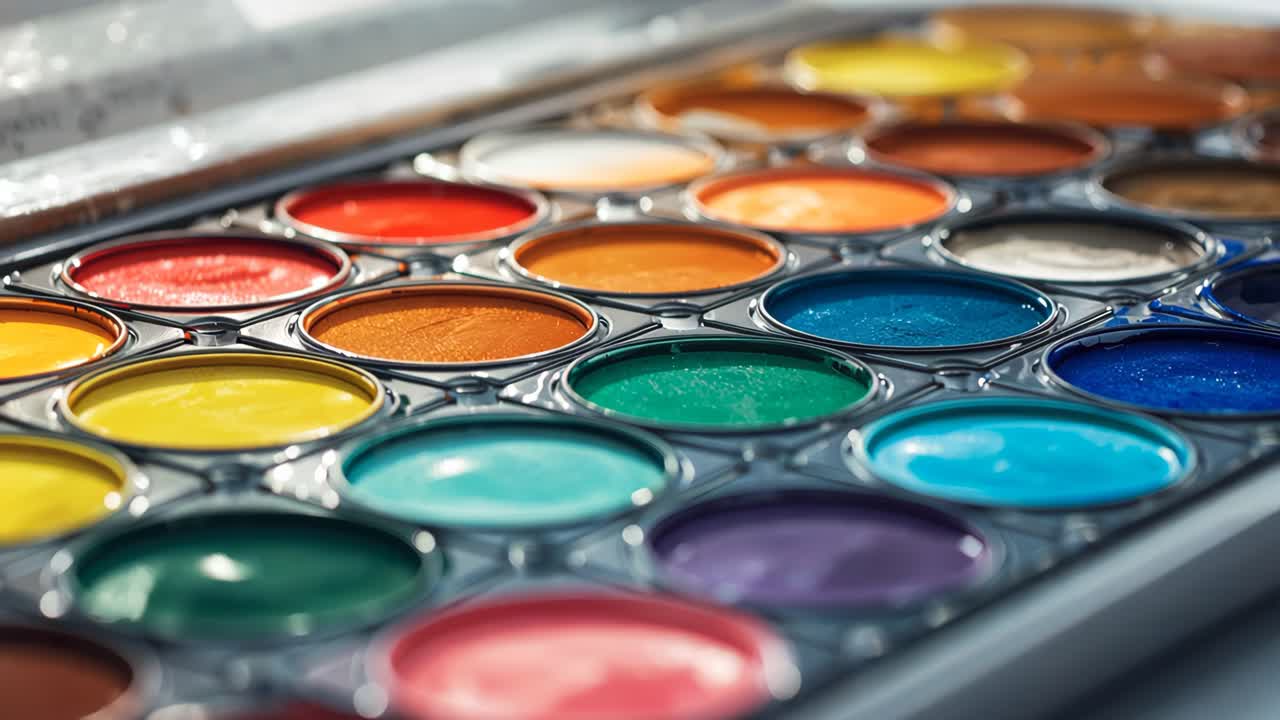 Palette of Vibrant Watercolor Paints