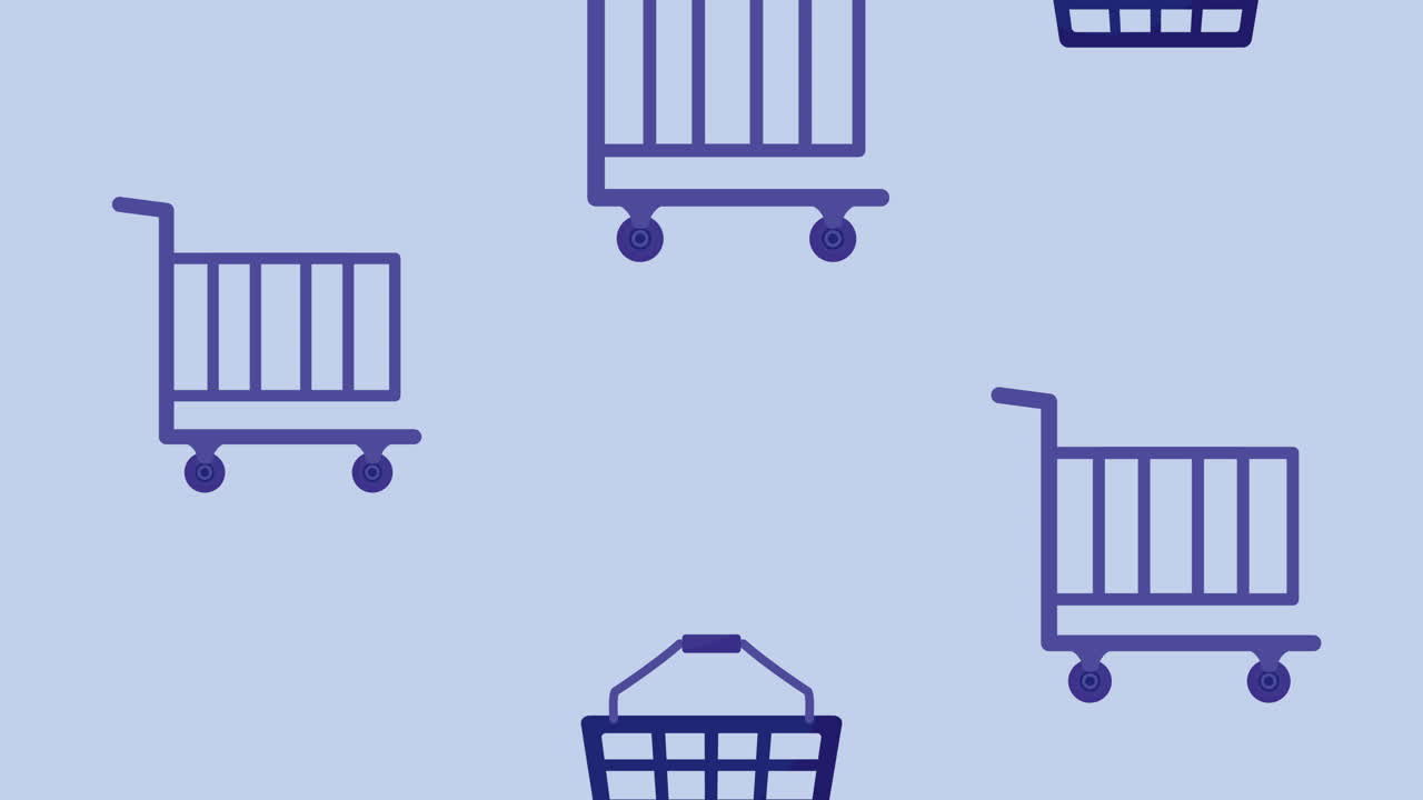 쇼핑 카트 및 바구니 패턴 애니메이션