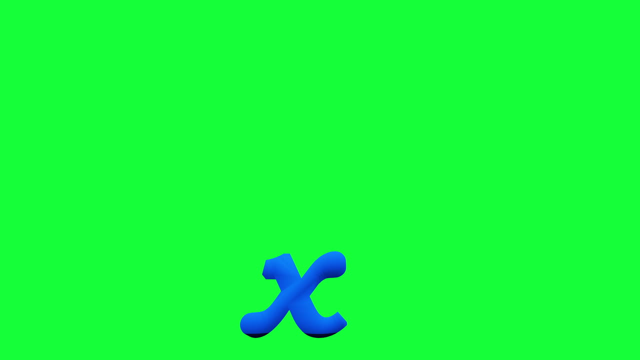 Burning lowercase letter x on green screen
