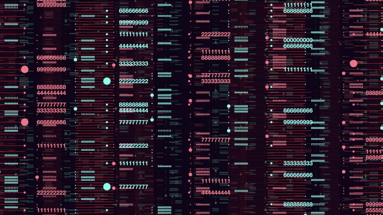 Random numbers pattern in rows on dark space