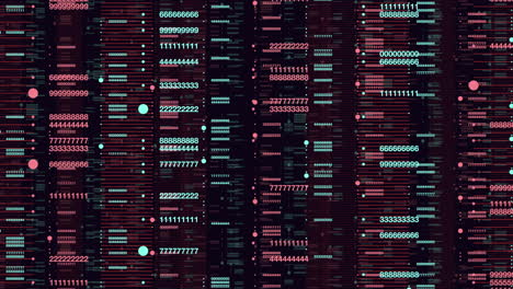 random numbers pattern in rows on dark space