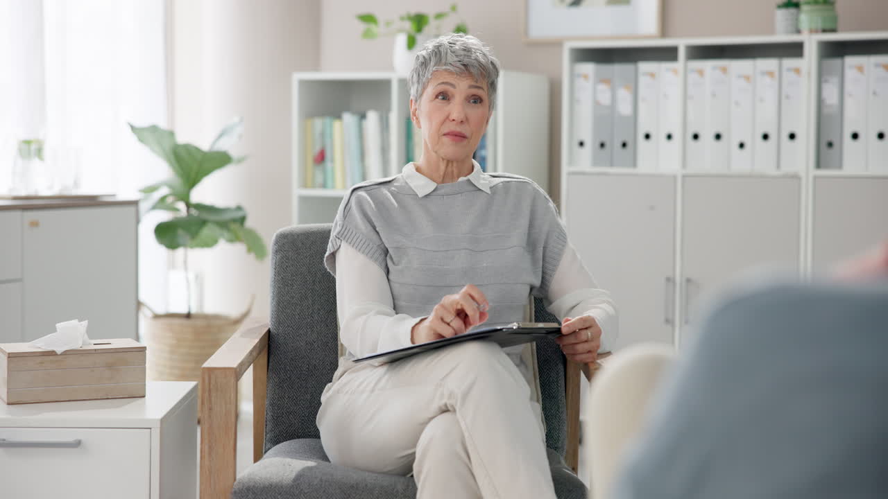 A therapist sitting in her office