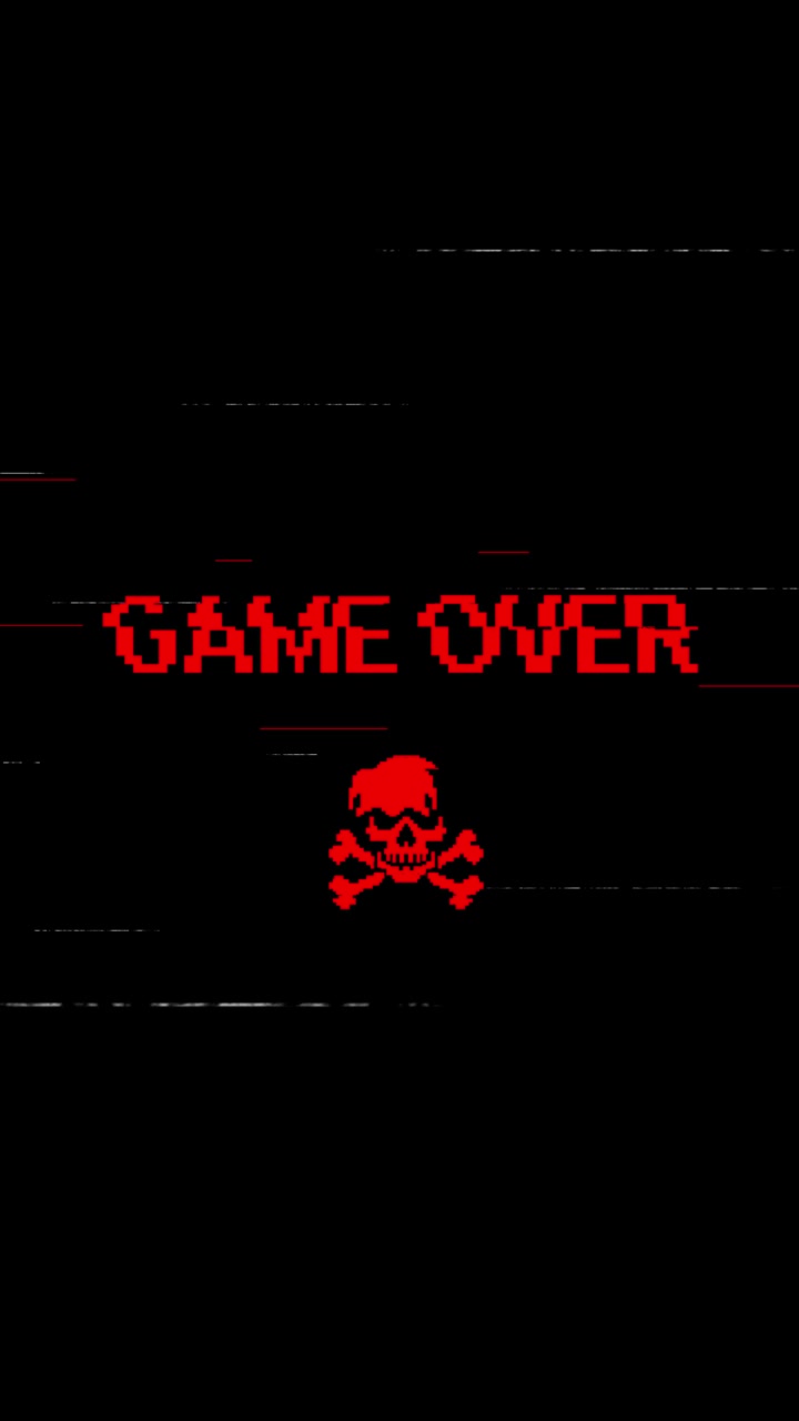 Retro Pixel Art Game Over Screen with Glitch Effects