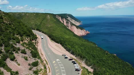 lookout point on the cabot trail, nova scotia, looking over the coastline