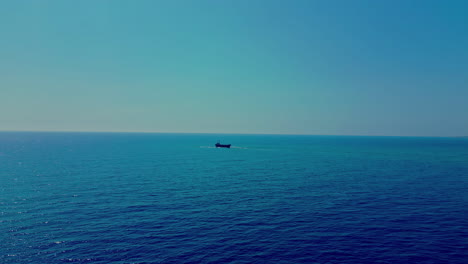 An-incredible-sight-of-an-isolated,-aged,-wooden-ship-abandoned-in-the-ocean,-positioned-in-Venus,-Cyprus