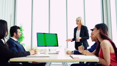 business people in the conference room with green screen