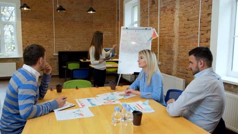 business team meeting involved diverse people participating in creative sustainable ideas steadicam shot across boardroom table shared work space