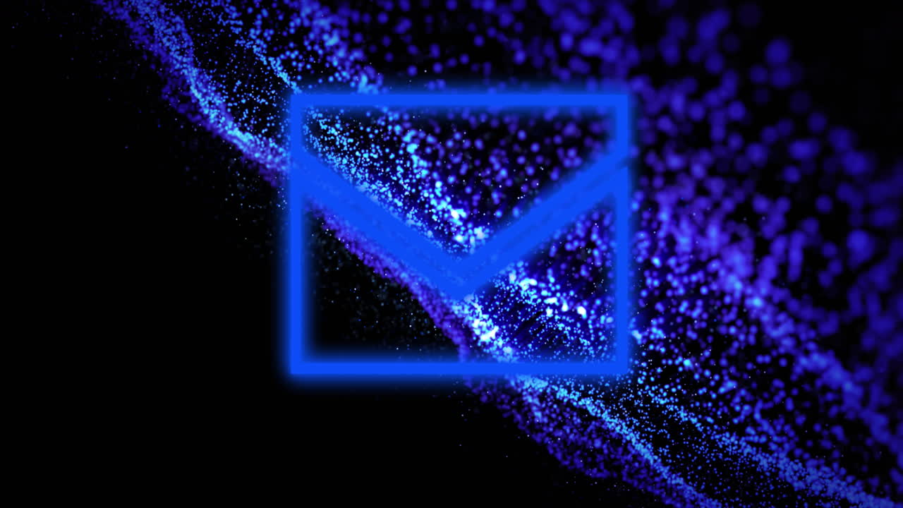 보라색 배경 위에 소셜 미디어 봉투 메시지 아이콘의 애니메이션