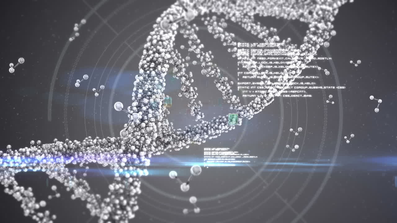 dna 가닥에 대한 데이터 처리의 애니메이션