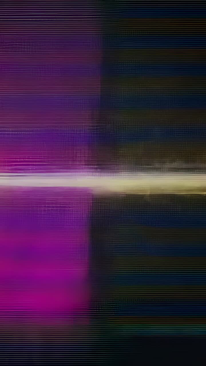 Vertical video: Pulsing signal causing monitor glitching with color bars, dark band, streaks